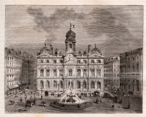 Hotel de Ville de Lyon - Gravur in „La France illustrée: Geographie, Geschichte, statistische Verwaltung“ von V.A. Malt-Brown. 1884 von French School