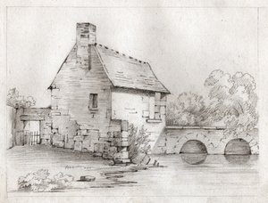 Haus am Fluss (Zeichnung, ca. 1830)