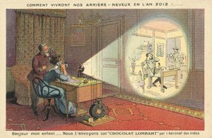 Wie Menschen im Jahr 2012 leben werden (Farblithografie) von French School