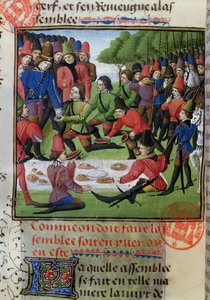 Jagdmittagessen, aus dem Livre de la Chasse von Gaston Phebus de Foix (1331-91) von French School