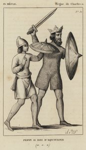 9. Jahrhundert, Herrschaft von Karl II., Pippin II., König von Aquitanien (Gravur) von French School