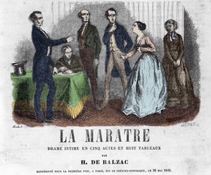 Illustration für „La Maratre“, Drama in fünf Akten und acht Gemälden geschrieben von Honoré de Balzac. von French School