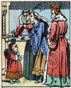 Illustration für „Riquet mit der Locke“, Märchen von Charles Perrault (1628-1703), französischer Schriftsteller. Holzstich von Imaging Pellerin - Epinal, sp. Ende des 19. Jahrhunderts. von French School