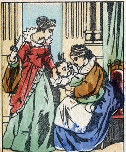 Illustration für „Riquet mit der Locke“, Märchen von Charles Perrault (1628-1703), französischer Schriftsteller. Holzstich von Imaging Pellerin - Epinal, sp. Ende des 19. Jahrhunderts. von French School