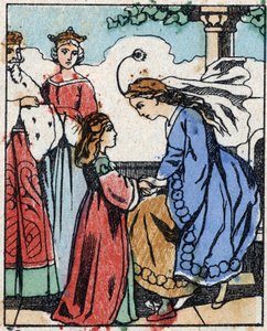 Illustration für "Riquet à la houppe", Märchen von Charles Perrault (1628-1703), französischer Schriftsteller. Holzstich von Imaging Pellerin - Epinal, späte 19. Jahrhundert.