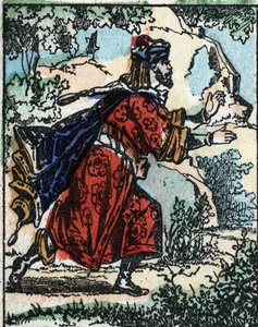 Illustration für die Geschichten aus Tausendundeiner Nacht. Ali Baba. Holzschnitt von Imaging Pellerin - Epinal, sp. Ende des 19. Jahrhunderts. von French School