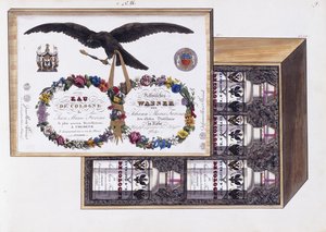 Illustration für die Verpackung von Eau de Cologne, ca. 1825 von French School