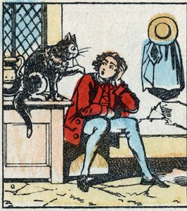 Illustration des Märchens „Der gestiefelte Kater“ von Charles Perrault. Holzstich von Imaging Pellerin - Epinal, späte 19. Jahrhundert. von French School