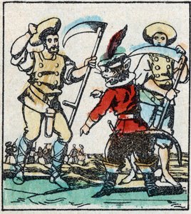 Illustration des Märchens „Der gestiefelte Kater“ von Charles Perrault. Holzstich von Imaging Pellerin - Epinal, späte 19. Jahrhundert. von French School