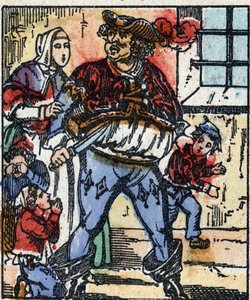 Illustration der Geschichte „Der kleine Däumling“ von Charles Perrault. Holzstich von Imaging Pellerin - Epinal, späte 19. Jahrhundert. von French School