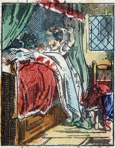 Illustration des Märchens „Rotkäppchen“ von Charles Perrault. Holzstich von Imaging Pellerin - Epinal, Ende des 19. Jahrhunderts von French School