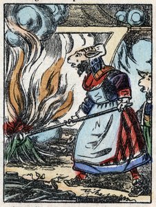 Illustration zu dem Märchen „Der Wolf, die Ziege und die sieben Geißlein“. Holzstich von Imaging Pellerin - Epinal, sd. Ende des 19. Jahrhunderts. von French School