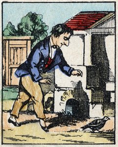 Illustration des Märchens „Wahrhaftige Geschichte von Jeannot Serinet“. Holzschnitt von Imagery Pellerin - Epinal, sp. Ende des 19. Jahrhunderts von French School