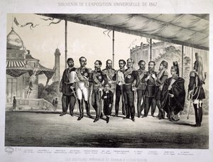Kaiserliche und königliche Besucher der Weltausstellung in Paris, 1867 von French School
