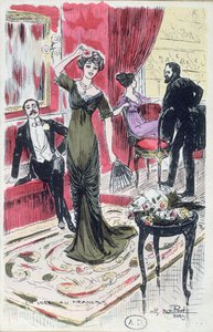 Im Foyer des Theaters, Postkarte 1910 von French School