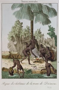 Einwohner von Diemen bereiten eine Mahlzeit vor, 1811