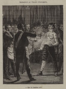 Einweihung zum Grad des Lehrlings. "Es werde Licht!" (Stich) von French School