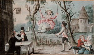 Wirtshausschild gemalt für eine Taverne, das die drei vereinten Stände darstellt, ca. 1789