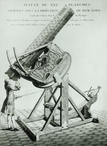 Instruments doptique von Dom Noel, die erste in einer Serie von 21 Platten, die Erhebungen und Querschnitte von Teleskopen und Mikroskopen illustrieren von French School