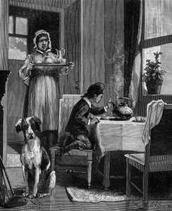 James Watt (1736-1819), als Kind, entdeckt die Gesetze des Dampfes