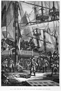 Jean Bart tötet den niederländischen Kapitän von Neptune mit seiner Hand - in „Die Geschichte Frankreichs“ von Guizot von French School