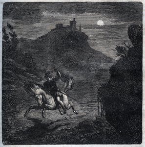 Jean de Laval Comte de Chateaubriant (1486-1543) floh nach England, nachdem er seine Frau Francoise de Foix, Gräfin von Chateaubriant (ca. 1495-1537), ermordet hatte. Gravur von 1871 in „Histoire Des Cocuses Celebres“ von Henry de Kock von French School