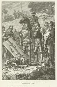 Jean de Montfort entdeckt den Leichnam von Karl von Blois nach der Schlacht von Auray, 1364 von French School