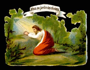 Jesus empfängt göttliches Licht im Garten Gethsemane - Chromolithographie, spätes 19. Jahrhundert von French School