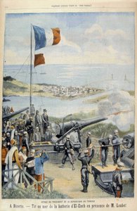 Reise des Präsidenten der Republik nach Tunesien: nach Bizerte, Schießen auf See von der Batterie von El-Ench in Anwesenheit von Herrn Loubet - in „Le Petit Parisien“ vom 03.05.1903