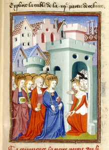 Gerechtigkeit, die Jungfrau und Heilige, MS Harley 4431, f.361r, Frankreich, ca. 1410-14 von French School