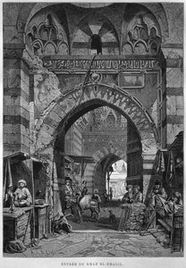 Eingang von Khan El-Khalil, aus LEgypte von Georg Moritz Ebers, 1881 (Gravur)