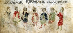 König Artus und die Ritter. Französisches Manuskript aus dem 13. Jahrhundert. Bibl. Marciana, Venedig. von French School
