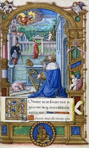 König David mit einer Harfe, aus einem Stundenbuch für Franz I., ca. 1532-1540