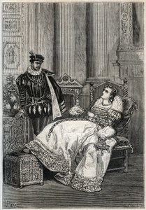 König Heinrich II. (1519-1559) und Diane de Poitiers (1499-1566) - Heinrich II. von Frankreich und Diane de Poitiers - Gravur aus „Geschichte Frankreichs“ von Jules Michelet - 1876-1877 von French School