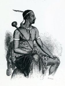 König Moshoeshoe I. (ca. 1786-1870) 1833 (Gravur) von French School