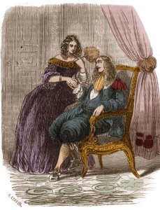 König von Frankreich Ludwig XIV. (1638-1715) mit Francoise Athenais von Rochechouart Mortemart, Marquise von Montespan (1640-1707). Gravur des 19. Jahrhunderts. von French School