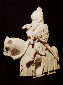 Ritter in Rüstung auf seinem Pferd von French School