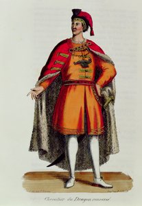 Ritter des Ungarischen Drachenordens gestürzt, Illustration aus Histoire et Costumes des Ordres Monastiques von Pierre Helyot (1660-1716), 1842
