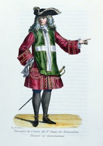 Ritter des Ordens von St. Johann von Jerusalem, Illustration aus Geschichte und Kostüme der Mönchsorden von Pater Helyot, 1842