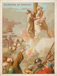Ritter Templer werden in Frankreich auf dem Scheiterhaufen verbrannt von French School