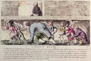 Karikatur der Flucht der französischen Königsfamilie nach Varennes am 21. Juni 1791 von French School
