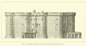 Die Bastille, von der Stadtseite, Faksimile einer Platte von Du Cerceau, 1575
