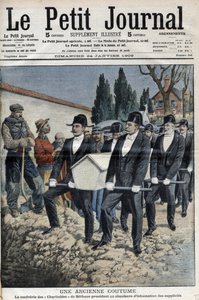 Die Bruderschaft der Barmherzigen von Saint-Eloi in Béthune führt die Scheinbeerdigung der Hingerichteten nach der Exekution der Bande in Pollet durch - „Le Petit Journal“ vom 24. Januar von French School