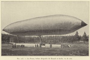 La France, lenkbarer Ballon von Renard und Krebs, seitlich gesehen von French School