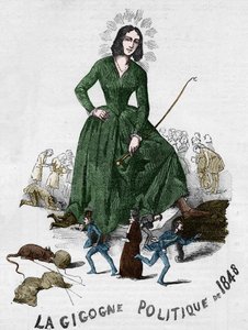La Gigogne politique de 1848 (George Sand (Aurore Dupin, Baronne Dudevant) (1804-1876) französische Schriftstellerin). Karikatur erstellt in Bourges im Jahr 1848 aus der romantischen Sammlung von Adolphe Jullien.