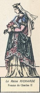 Königin Richarde, Frau von Karl II (kolorierte Gravur) von French School