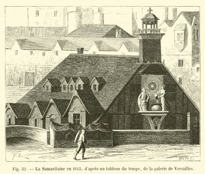 Die Samaritaine im Jahr 1615, nach einem zeitgenössischen Gemälde aus der Galerie von Versailles von French School
