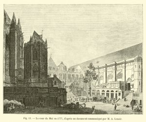 Der Hof des Mai im Jahr 1777, nach einem Dokument von M. A. Lenoir von French School