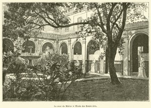 Der Hof des Maulbeerbaums an der École des Beaux-Arts (Gravur)