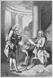 Der Rücktritt von Turgot 1776 - Ludwig XVI., König von Frankreich, und Anne Robert Jacques Turgot - Turgots Entlassung - Gravur aus „L